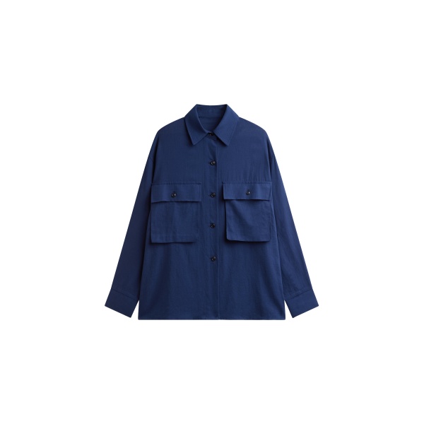 The Frankie Shop Vito Utility Shirt in Navy