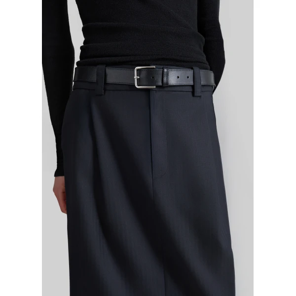 The Frankie Shop Viviana Chevron Tailored Midi Skirt in Black, view 4