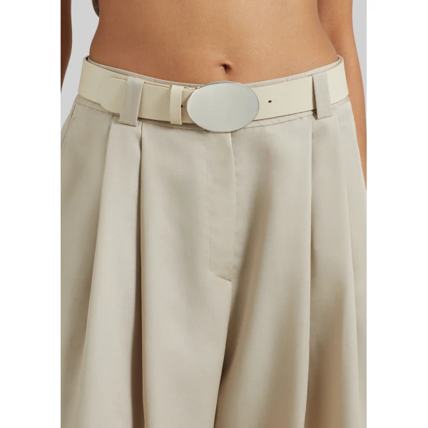 The Frankie Shop Vorey Pleated Bermuda Shorts in Beige, view 5