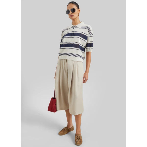 The Frankie Shop Vorey Pleated Bermuda Shorts in Beige, view 6
