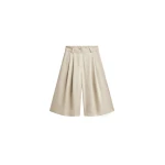The Frankie Shop Vorey Pleated Bermuda Shorts in Beige