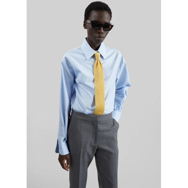 The Frankie Shop Zira Knitted Silk Tie in Yellow, view 2