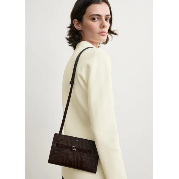 Toteme Belted lizard-embossed crossbody in Brown, view 2