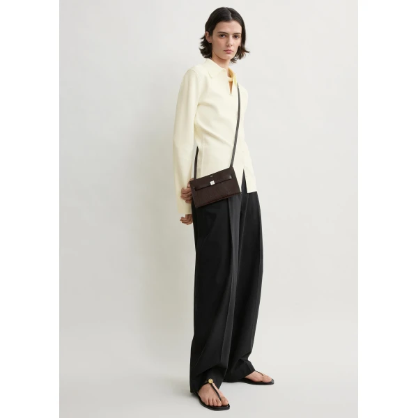 Toteme Belted lizard-embossed crossbody in Brown, view 3