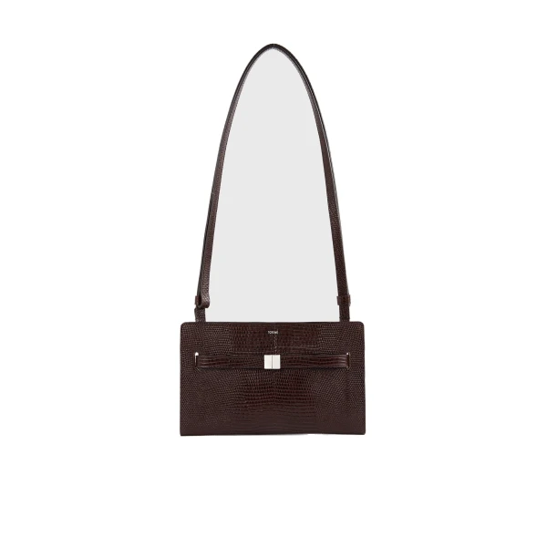 Belted lizard-embossed crossbody in Brown