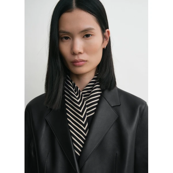 Toteme Centered monogram silk scarf in Black, view 3