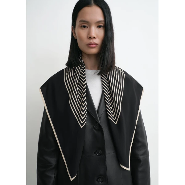 Toteme Centered monogram silk scarf in Black, view 4