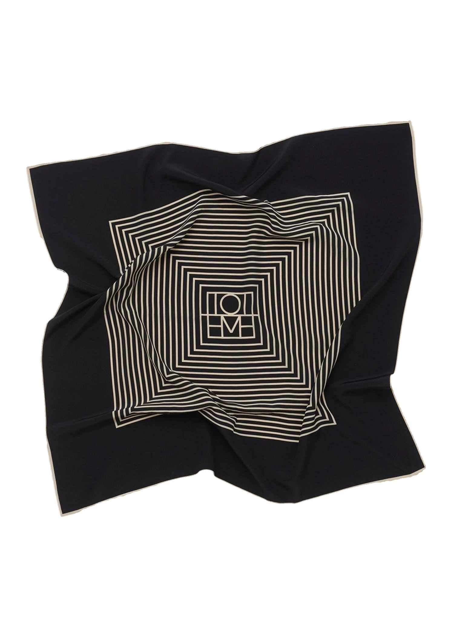 Centered monogram silk scarf in Black