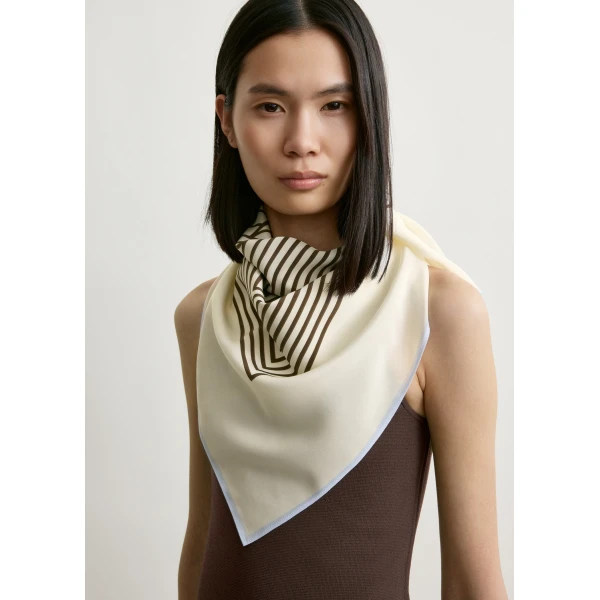 Toteme Centered monogram silk scarf in Macadamia, view 2