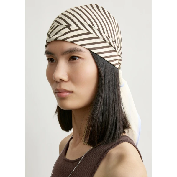 Toteme Centered monogram silk scarf in Macadamia, view 4