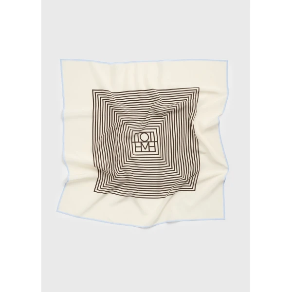 Toteme Centered monogram silk scarf in Macadamia, view 6