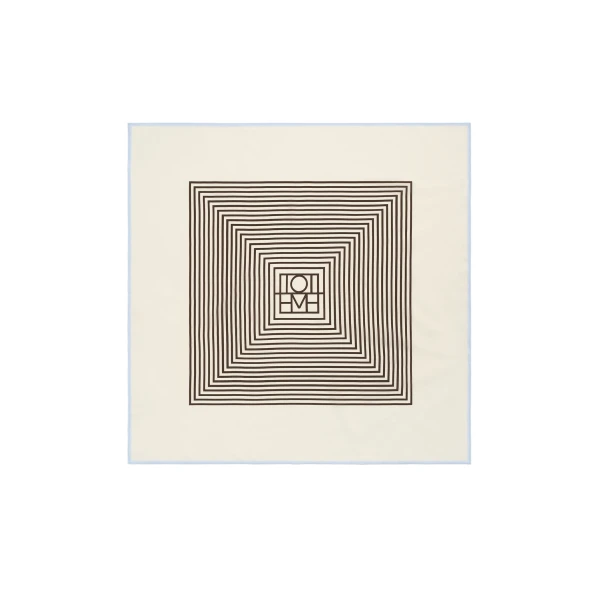 Centered monogram silk scarf in Macadamia