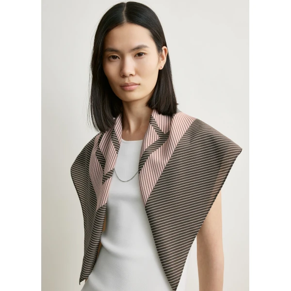 Toteme Centered monogram silk scarf in Walnut, view 3