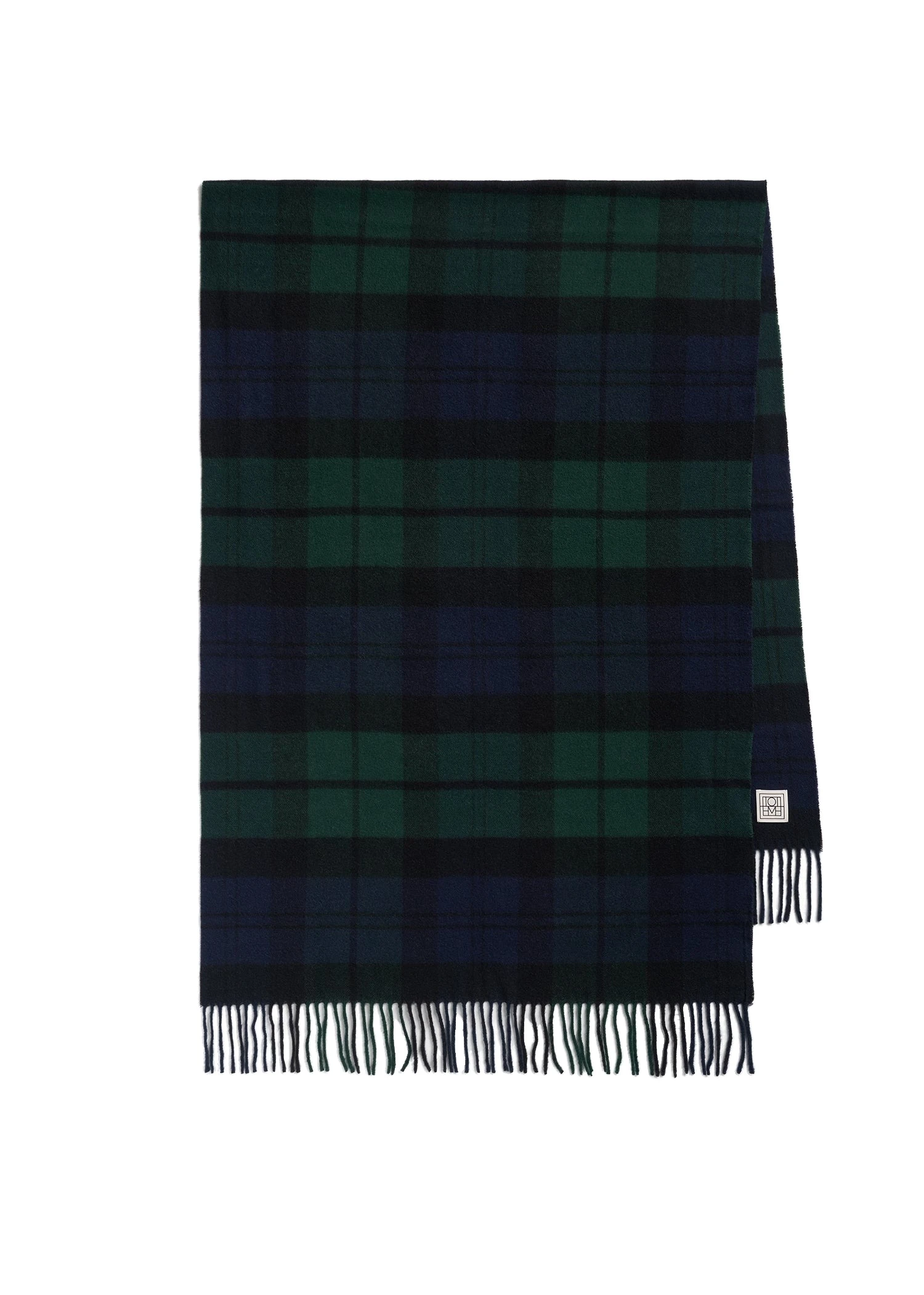 Checked cashmere scarf in Midnight green