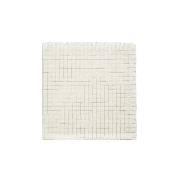Checked light wool scarf in Ecru / Black