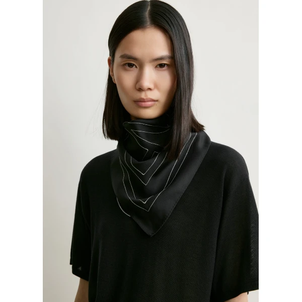 Toteme Embroidered monogram silk scarf in Black, view 2