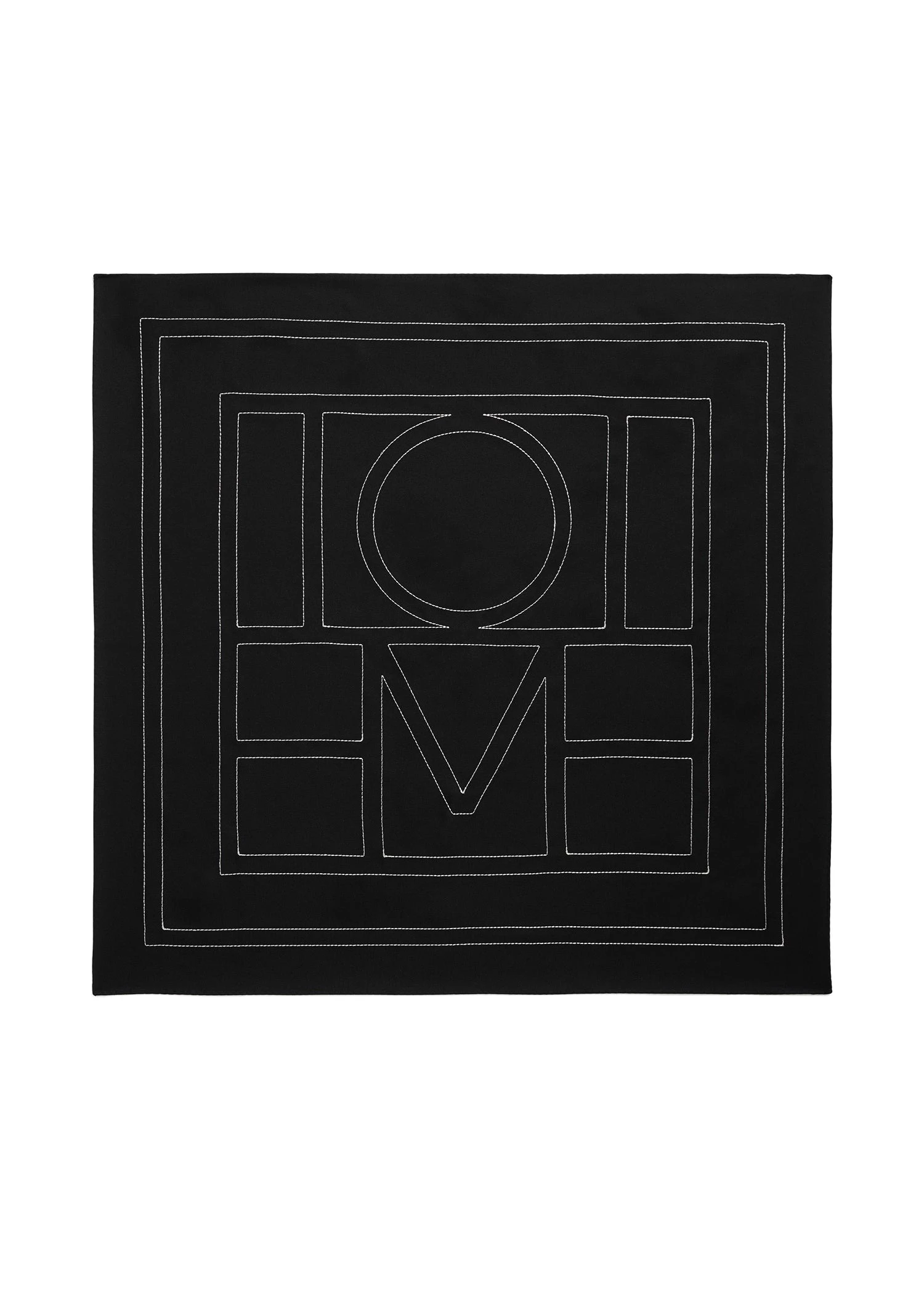 Embroidered monogram silk scarf in Black