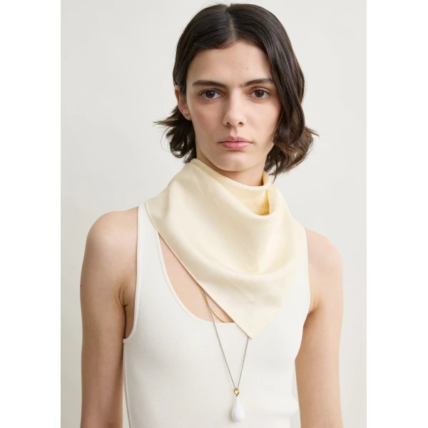 Toteme Embroidered monogram silk scarf in Cream, view 3