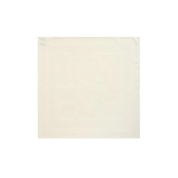 Embroidered monogram silk scarf in Cream