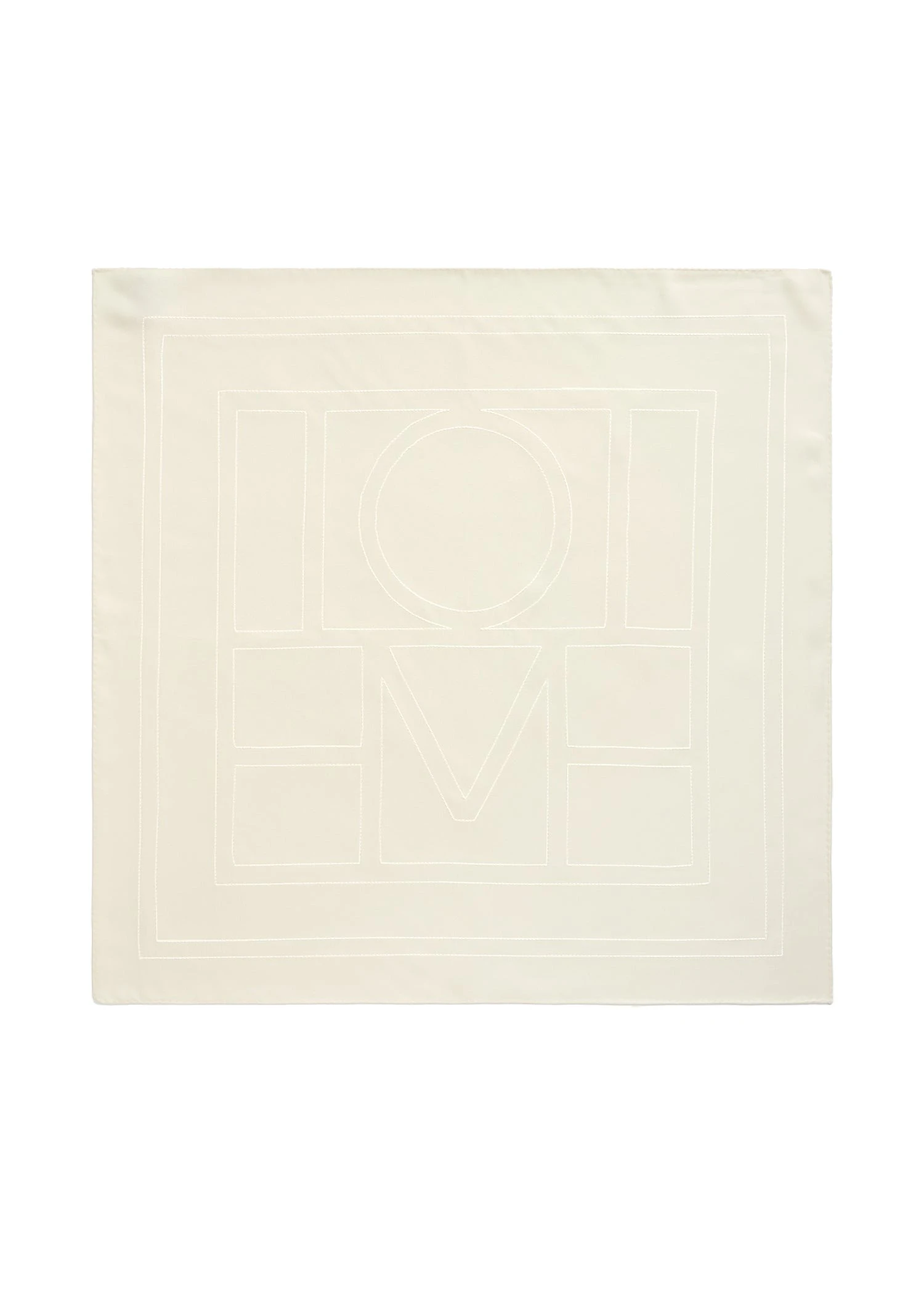 Embroidered monogram silk scarf in Cream