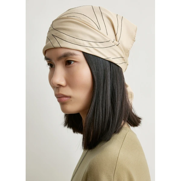 Toteme Embroidered monogram silk scarf in Ivory, view 3