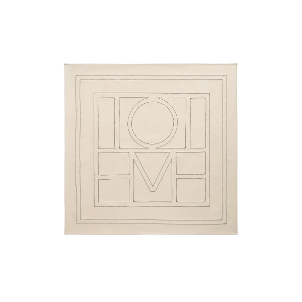 Toteme Embroidered monogram silk scarf in Ivory