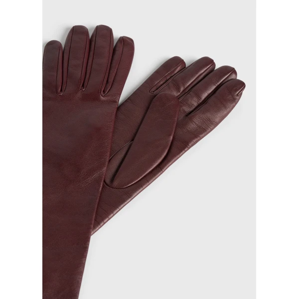 Toteme Extra-long leather gloves in Bordeaux, view 4