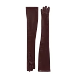Toteme Extra-long leather gloves in Bordeaux