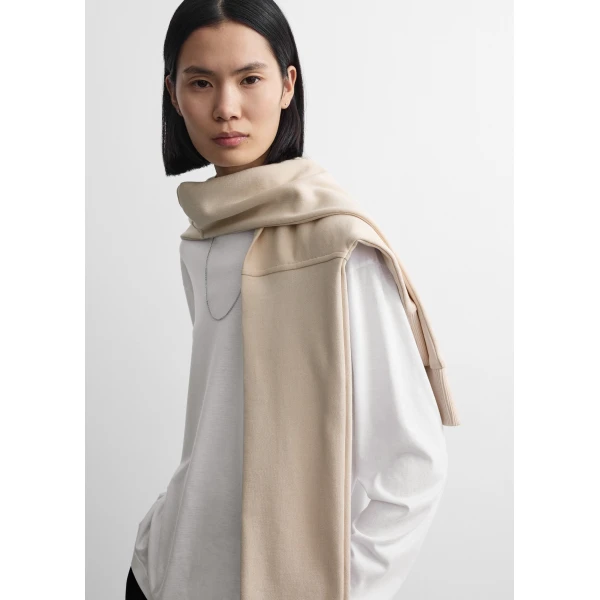 Toteme Jersey sleeve scarf in Ecru, view 3