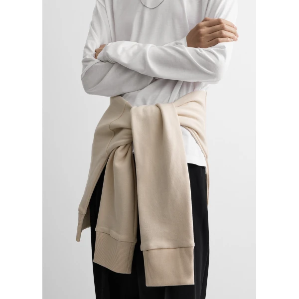 Toteme Jersey sleeve scarf in Ecru, view 4