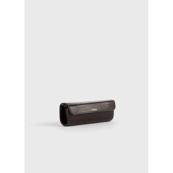 Toteme Lizard-embossed lipstick case in Brown, view 3