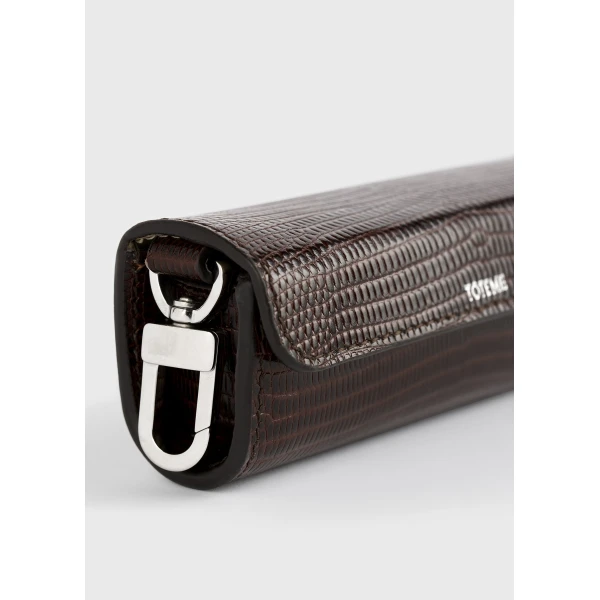 Toteme Lizard-embossed lipstick case in Brown, view 5