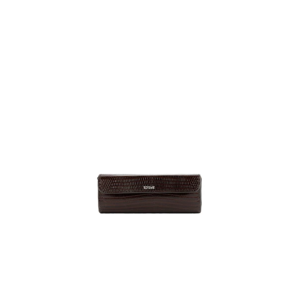Lizard-embossed lipstick case in Brown