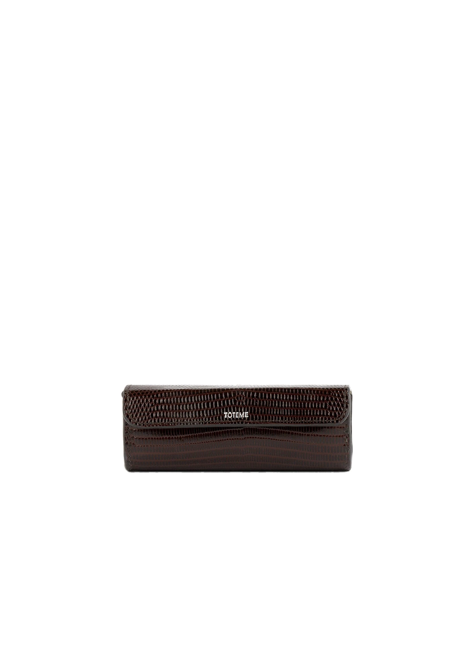 Lizard-embossed lipstick case in Brown
