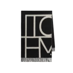 Toteme Monogram brushed wool scarf in Black