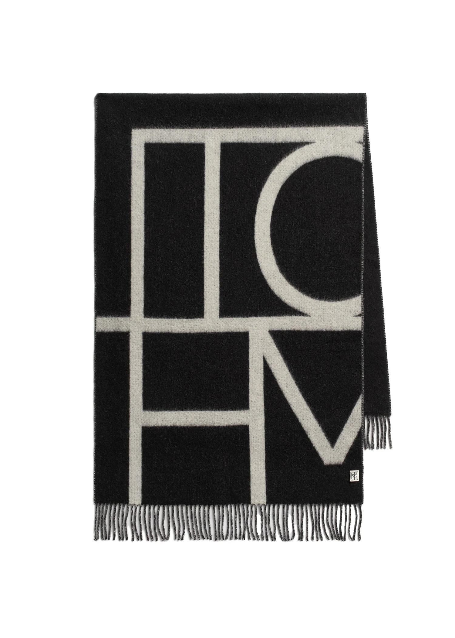 Monogram brushed wool scarf in Black