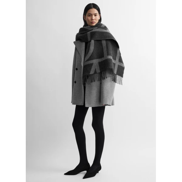 Toteme Monogram brushed wool scarf in Grey mélange, view 3