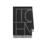 Toteme Monogram brushed wool scarf in Grey mélange