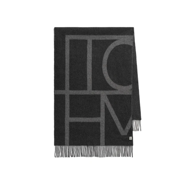 Monogram brushed wool scarf in Grey mélange