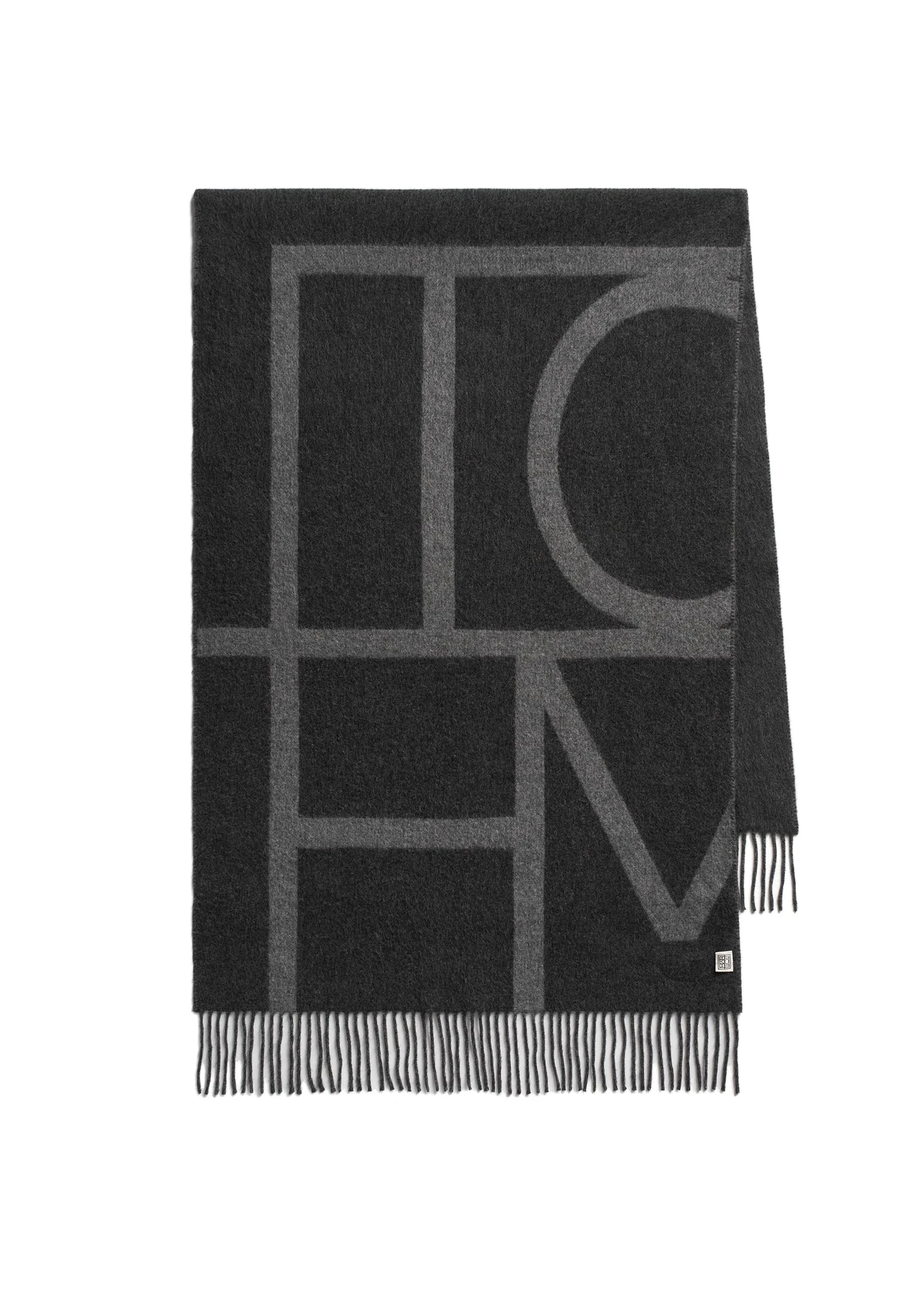 Monogram brushed wool scarf in Grey mélange