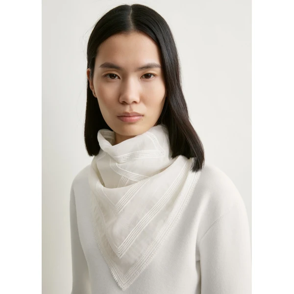 Toteme Monogram crochet cotton scarf in White, view 3