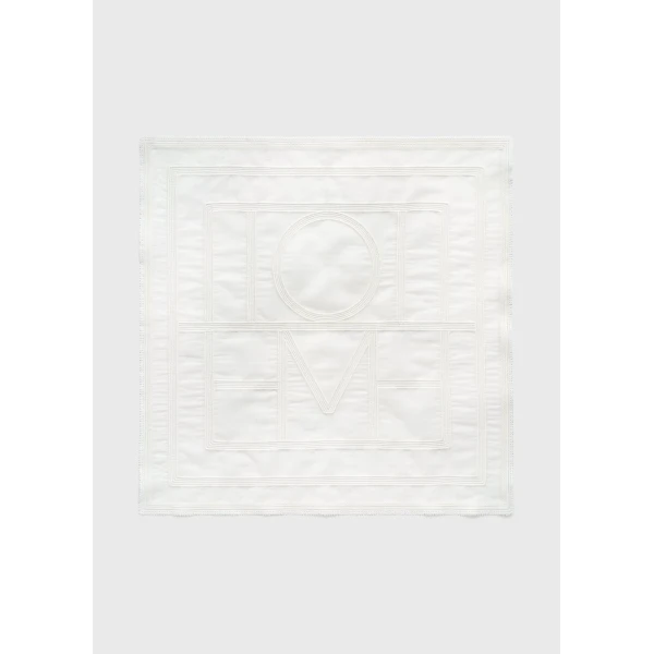Monogram crochet cotton scarf in White