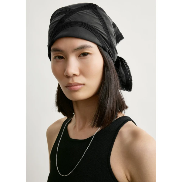 Toteme Monogram crochet silk scarf in Washed black, view 4