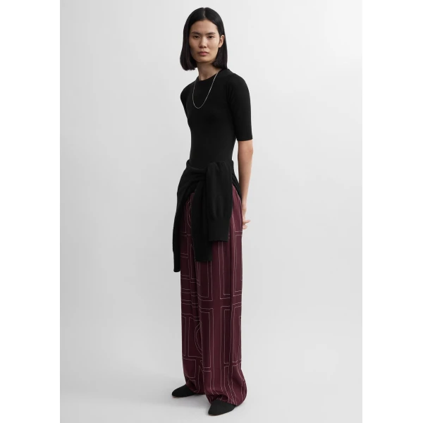 Toteme Monogram silk pj bottoms in Burgundy, view 2