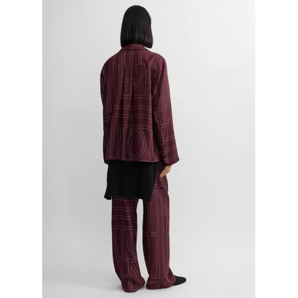 Toteme Monogram silk pj top in Burgundy, view 4