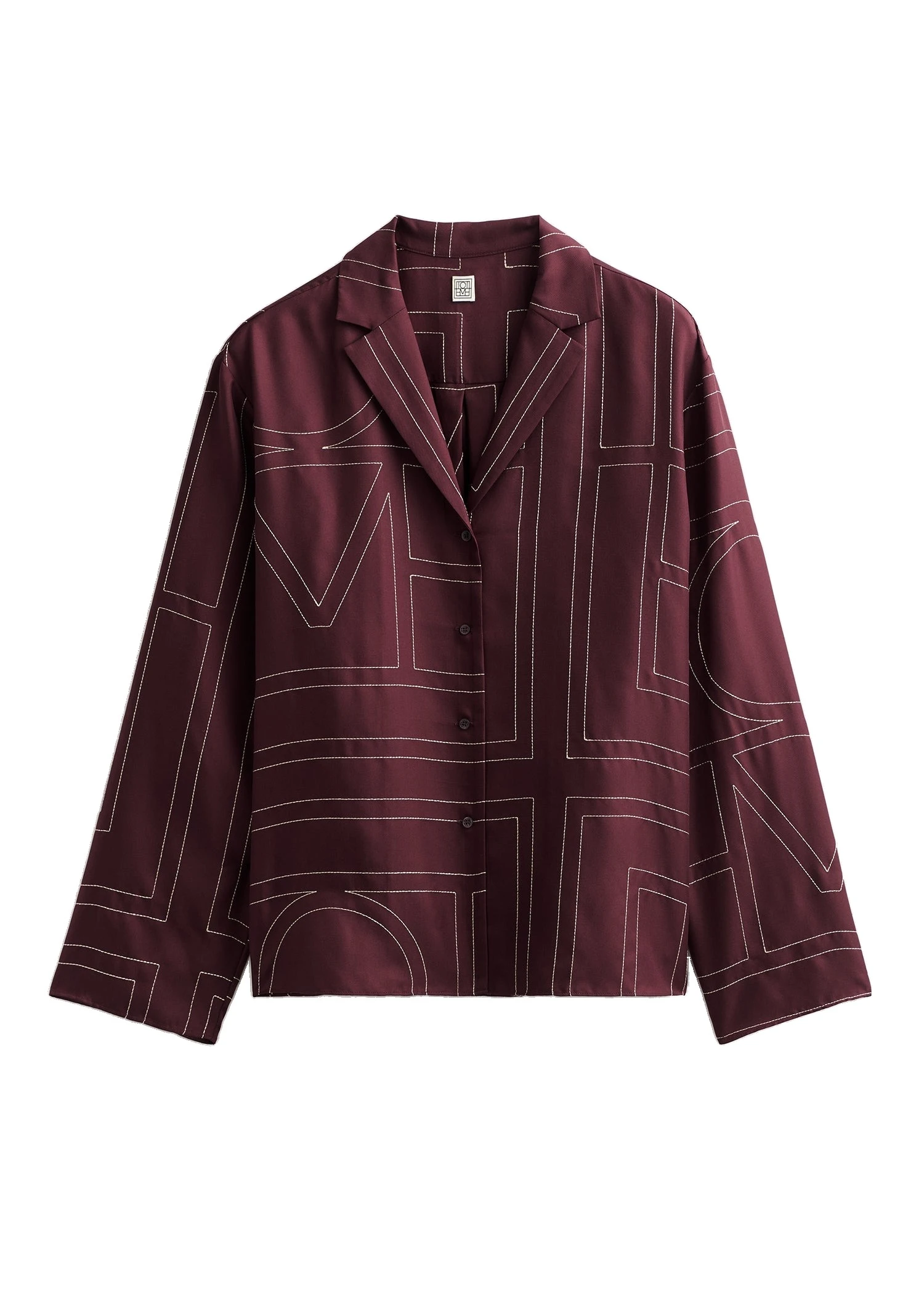 Monogram silk pj top in Burgundy