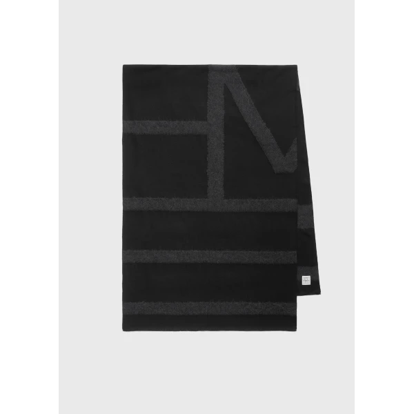 Toteme Monogram twill scarf in Black, view 5