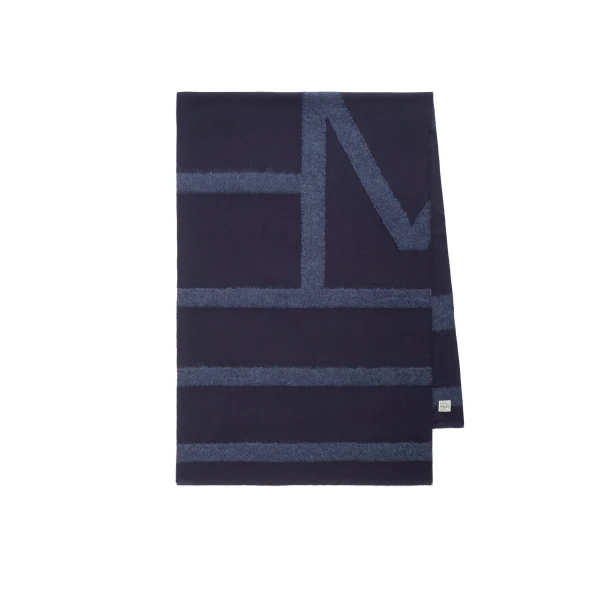 Monogram twill scarf in Navy