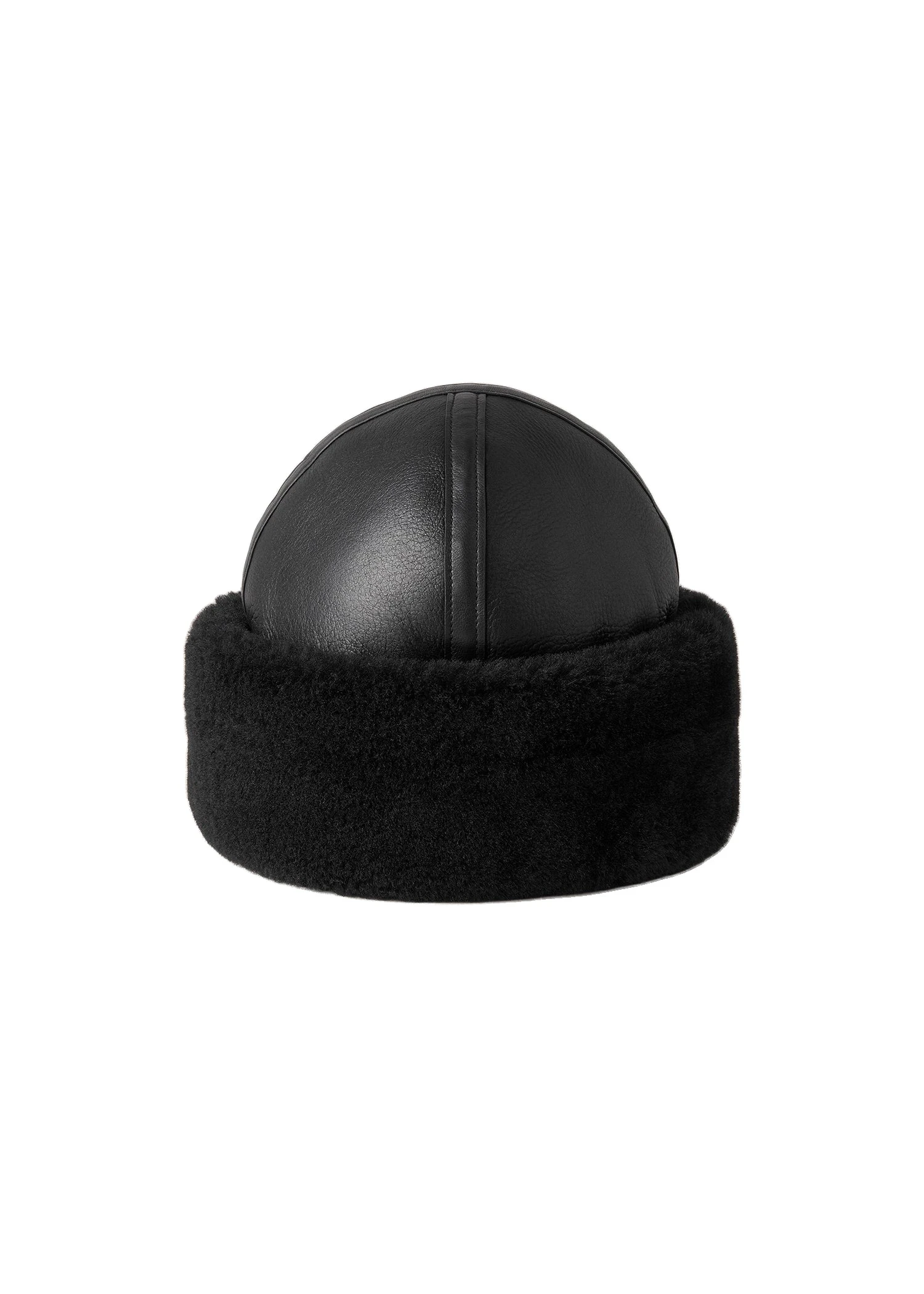 Shearling winter hat in Black