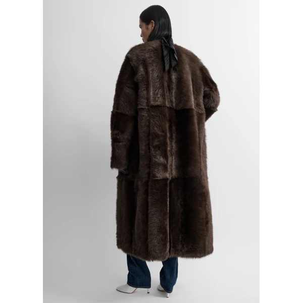 Toteme Silky shearling coat in Dark brown, view 4